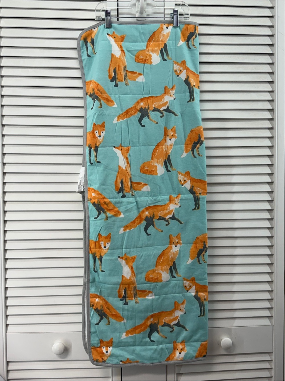 cloud island fox print Aqua & Orange crib Blanket nwot